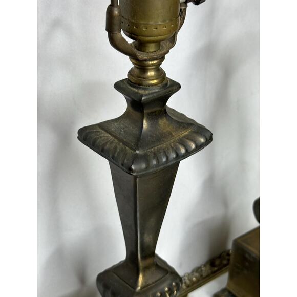 Set Of Vintage Heavy Brass Lamp with Marble Base - Picture 8 of 10